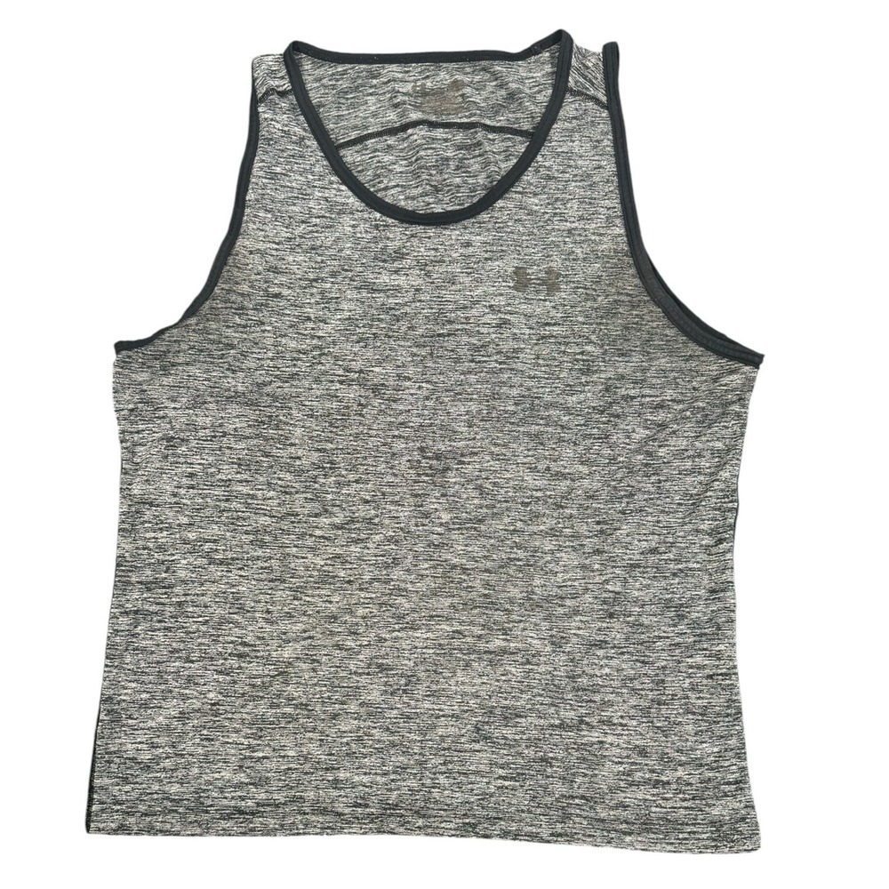 Under Armour HeatGear Tank Top Mens L Gray Space Dye Sleeveless Performance